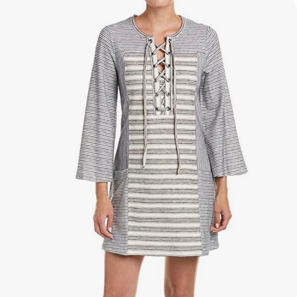 BCBGMaxAzria Lani Tie Front Striped Knit Dress
